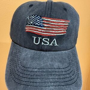 USA Flag Embroidered Navy Blue Cap